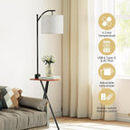 ROTTOGOON Floor Lamp with Table, End Table Lamp with Remote Control and Charging Station(USB A & Type-C & AC Port), 4 Color Temperatures, Floor Lamps for Living Room, Bedroom and Home Office,Black