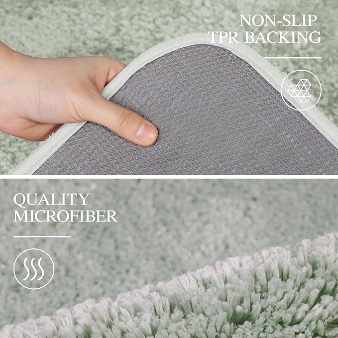 Walensee Large Bathroom Rug (24 x 40, Pale Green) Extra Soft and Absorbent Shaggy Bath Mat Machine Washable Microfiber Non Slip Luxury Floor Mat