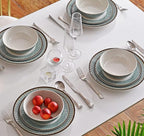 Melamine Dinnerware Sets,12pcs Plates and Bowls Sets, Melamine Dishes Set for 4, Unbreakable,Dishwasher Safe, BPA Free,Great for Indoor Use,Camping, BBQ,RV, Party,Rustic Style (Teal)