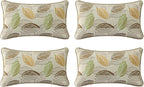 Outdoor Sunbrella Decorative Pillows Pack of 4, 20" x 12" Outdoor Pillow Set for Couch Bed Throw Patio Sofa, Momento Spring