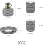 ZCCZ Black and White Bathroom Accessories Set, 4 Pieces - Toothbrush Holder, Soap Dispenser, Vanity Tray, Tumbler - Countertop Organizer for Bathroom Decor - Modern Accessory Set for Home and Office