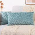 decorUhome Couch Throw Pillow Covers 12x20 Set of 2, Decorative Soft Plush Faux Wool Lumbar Neutral Accent Pillow Covers for Bed Sofa Living Room, Light Teal