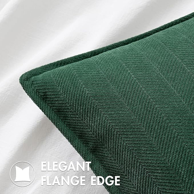 MIULEE Pack of 2 Christmas Green Decorative Pillow Covers 16x16 Inch Soft Chenille Luxurious Couch Throw Pillows Farmhouse Cushion Covers with Elegant Design for Sofa Bedroom Living Room Home Decor