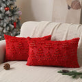 Christmas Pillow Covers 12x20 inch Set of 2 Soft Plush Faux Fur Christmas Decor Red Xmax Tree Yellow Colored Lights Decoration Throw Pillow Case for Winter Holiday Sofa Living Room PT003B12