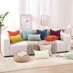 decorUhome Couch Throw Pillow Covers 18x18 Set of 2, Decorative Soft Euro Neutral Chenille Pillow Covers with Elegant Design for Sofa Bed Living Room Home Decor, Aqua Haze