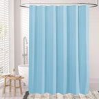 AmazerBath Waffle Shower Curtain, Baby Blue Fabric Long With Waffle Weave, Heavy Duty Hotel Quality for Bathroom, 72 x 78 Inches