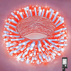 300 LED Christmas Lights Outdoor -100ft Extra Long Christmas String Lights 8 Modes Plug in Waterproof Fairy Lights with Timer Memory for Indoor Outside Bedroom Home Party Decoration, Red&White
