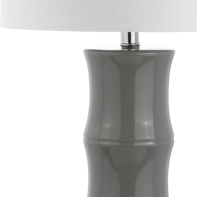 JONATHAN Y JYL3015B Tiki 26.5" Ceramic LED Table Lamp Contemporary Traditional Bedside Desk Nightstand Lamp for Bedroom Living Room Office College Bookcase LED Bulb Included, Gray
