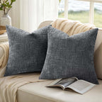 decorUhome Dark Grey Chenille Throw Pillow Covers 18x18 Set of 2 Thick Textured Slubby Couch Pillow Covers Farmhouse Accent Modern Neutral Decorative Pillow Cases for Bed Sofa Living Room