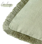 Foindtower Set of 2 Decorative Linen Fringe Throw Pillow Covers Boho Farmhouse Cushion Cover with Tassels Soft Accent Pillowcase for Couch Sofa Bed Living Room Home Decor,24×24 Inch,Light Sage Green