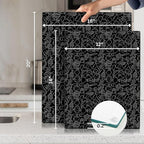 Glass Cutting Board 16"x12": Tempered Glass Kitchen Counter Protector - Durable- Scratch-Resistant, Heat-Proof - Design 4 - Black Design