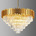 18-Lights 6 Tiers Gold Crystal Chandeliers Luxury 31.5" Modern Crystal Pendant Chandelier Round Hanging Lighting for Living Room Foyer High Ceiling Bedroom Restaurant