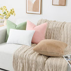 Pallene Faux Fur Plush Throw Pillow Covers 18x18 Set of 2, Soft Fluffy Couch Pillow Covers for Living Room, White
