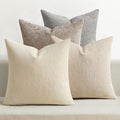 MIULEE Pack of 4 Christmas Couch Throw Pillow Covers 18x18 Inch Neutral Beige/Brown Soft Decorative Chenille Pillow Covers Farmhouse Accent Cushion Covers for Boho Home Decor Sofa Bedroom Living Room