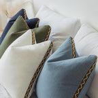 Decorative Neutral Linen Throw Pillow Covers 20x20 Inch Set of 2, Cream White Boho Farmhouse Pillow Covers with Braid Fringe for Sofa Bed Modern Couch Pillow Cases for Organic Home Decor