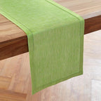 Solino Home Linen Table Runner 72 Inches Long - 100% Pure Linen Chambray Lime Green Table Runner 14 x 72 Inch - Milan Hemstitch