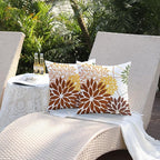 Brown and Yellow Floral Pillow Covers 18x18 Set of 2 Outdoor Waterproof Decorative Throw Pillows Summer Pillow Covers Polyester Cushion Case Decor for Couch Patio Funiture Garden Porch 011E18