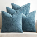 MIULEE Pack of 4 Couch Throw Pillow Covers 18x18 Inch Smoke Blue Soft Decorative Chenille Pillow Covers Farmhouse Accent Cushion Covers for Boho Home Decor Sofa Bedroom Living Room