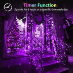 2 Pack 100LED Battery Operated Fairy Lights with Remote, 8 Modes LED String Lights with Timer, Dimmable, Memory Function, Waterproof Twinkle Lights for Outdoor Indoor Christmas Decor(Purple)