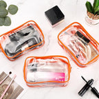 Weewooday 12 Pieces Clear Makeup Bags Cosmetic Storage Bags PVC Zipper Pouches Travel Waterproof Makeup Plastic Case for Women Organizing Toiletries Traveling Bathroom(Large,Orange)
