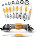 Spring Chef Magnetic Measuring Spoons Set, Dual Sided, Stainless Steel, Fits in Spice Jars, Mango, Set of 8, 2 Pack