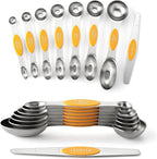 Spring Chef Magnetic Measuring Spoons Set, Dual Sided, Stainless Steel, Fits in Spice Jars, Mango, Set of 8, 2 Pack