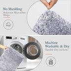 Walensee Large Bathroom Rug (24 x 60, Grey) Extra Soft and Absorbent Shaggy Bathroom Mat Machine Washable Microfiber Bath Mat Non Slip Bath Mat, Luxury Bathroom Floor Mats Rubber Back