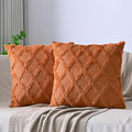Set of 2 Soft Moroccan Throw Pillow Covers 20x20 Inch Plush Boho Decorative Pillow Cover Accent Cushion Case for Couch Sofa Bed, Burnt Orange