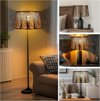 Metal Lamp Shade, Large Lampshade for Table Floor Lamps, (12×8)'' Top×(14×10.5)'' Bottom×8.5" Height Oval Shade, Etched Forest Gothic Style Replacement Lamp Shade(Spider), Bronze Gold