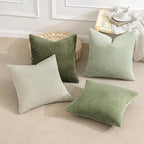 MIULEE Boho Farmhouse Throw Pillow Covers 20x20 Inch Set of 4 Mordern Neutral Green Cushion Covers Soft Corduroy Nordic Christmas Home Decor for Spring Couch Bed Sofa Living Room Green-White