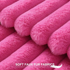 Pallene Faux Fur Plush Throw Pillow Covers 18x18 Set of 2, Luxury Soft Fluffy Striped Decorative Pillow Covers for Sofa, Couch, Living Room, Hot Pink