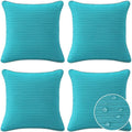 Decorative Outdoor Water Repellent Throw Pillows with Inserts, Set of 4, 18" x18" Pillows for Patio, Backyard, Bed, Couch, and Patio Furniture, Turquoise