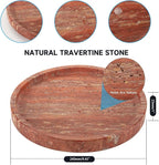 WORHE Natural Marble Decorative Tray for Bathroom Bedroom Kitchen Dresser, Round Vanity Trays for Jewelry, Perfume, Cosmetic, Candle, Countertop Storage Organizer for Home Decor Color Red (WH039)