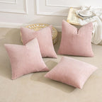 MIULEE Boho Farmhouse Throw Pillow Covers 18x18 Inch Set of 4 Mordern Nordic Cushion Covers Soft Corduroy Home Decor for Couch Bed Sofa Living Room Pink