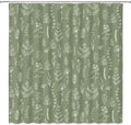 Sage Green Herbs Shower Curtain Boho Floral Retro Botanical Vintage Farmhouse Cute Leaves Plant Flowers Bathroom Curtain Set with Hooks(70" WX70 H)
