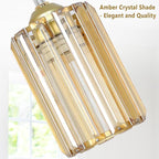 Boho Gold Crystal Floor Lamp, 3 Lights Vintage Dimmable Standing Lamp with Amber Crystal Shade, Dimmer Switch, Mid Century Modern Tree Lamp, 65IN Brass Tall Corner Lamps for Living Room Bedroom