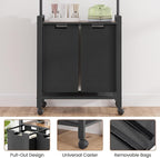 Laundry Sorter 2 Section Laundry Hamper Sorter with Clothes Hanging Rod and Wooden Storage Shelf 2 X 13gal Laundry Basket Organizer for Laundry Room Organization Storage Baskets, Black