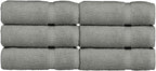 Luxury Hotel & Spa Collection, Quick Dry 100% Turkish Cotton 700 GSM, Eco Friendly Towel, for Bathroom, Gymand Kitchen Dobby Border Soft Hand Towel Set 16 X 30, Gray, Hand Towels - Set of 6