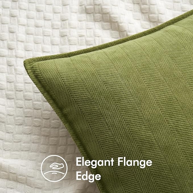 MIULEE Pack of 2 Moss Green Decorative Pillow Covers 16x16 Inch Soft Chenille Luxurious Couch Throw Pillows Farmhouse Cushion Covers with Elegant Design for Sofa Bedroom Living Room Home Decor