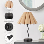Pleated Table Lamp, Table Lamp for Bedroom, Bedside Lamps for Nightstand with Linen Lampshade, Modern Lamp for Bedroom Home Office Decor, Burlywood