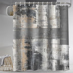 Lnond 4Pcs Bathroom Shower Curtain Sets with Rugs,Black and Grey Painting Art Bathroom Sets with Shower Curtain and Rugs and Accessories