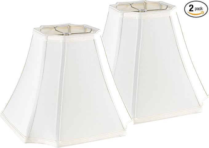 GO&SO Square Octagonal Lamp Shades for Table Lamps and Floor Lamps Replacement, 6.5x13.2x10.6", Cream-Yellow Lampshade for Bedroom Lamps Living Room.Handcrafted, Easy Assembly Required (Set of 2)