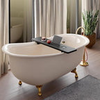 Tinamo Black Bathtub Caddy Tray Table | 35x9x2.5 Inch Large Bath Tub Tray Wooden | Anti-Tipping, Sustainable Tub Tray for Bathtub | Bathtub Accessories Holders for Bathtub (Acacia Wood)