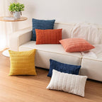 Pack of 2 Corduroy Decorative Throw Pillow Covers 24x24 InchSoft Striped Pillow Covers Modern Farmhouse Home Decor for Sofa Living Room Couch Bed（Yellow）