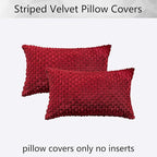 Kevin Textile Christmas Lumbar Throw Pillow Covers Ultra Soft Solid Striped Corduroy Rectangle Pillow Cover for Sofa 12 x 20 inch Burgundy 2 Pieces