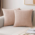 MIULEE Pack of 2 Decorative Throw Pillow Covers 18x18 Inch Soft Boho Striped Textured Corduroy Pillow Covers Modern Farmhouse Home Decor for Couch Bed Sofa Living Room Pink