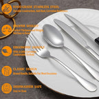72 Pcs Silverware Set with Steak Knives Service for 12,Stainless Steel Flatware Set,Mirror Polished Cutlery Utensil Set,Home Kitchen Eating Tableware Set,Include Fork Knife Spoon Set,Dishwasher Safe