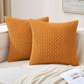 MIULEE Burnt Orange Throw Pillow Covers Soft Corduroy Decorative Set of 2 Boho Striped Pillow Covers Pillowcases Farmhouse Home Decor for Thanksgiving Couch Bed Sofa Living Room 18x18 Inch