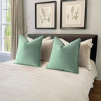 MIULEE Pack of 2 Greyish Green Decorative Pillow Covers 20x20 Inch Soft Chenille Luxurious Couch Throw Pillows Farmhouse Cushion Covers with Elegant Design for Sofa Bedroom Living Room Home Decor