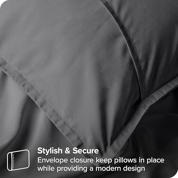 Bare Home Euro Pillow Sham Covers - Set of 2 - Premium 1800 Ultra-Soft Microfiber - Double Brushed - Bed Pillow Shams - Pillows Not Included (Set of 2, Grey)